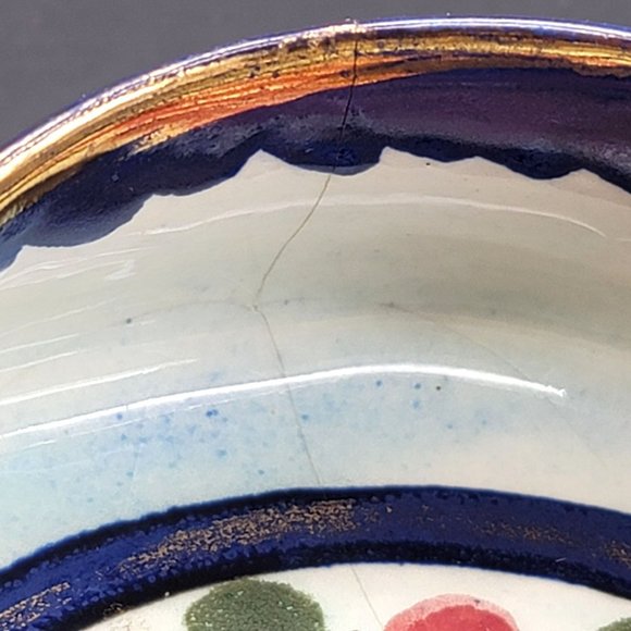 Majolica Holland Hand Painted Hat Cap Dishes Blue Floral Cr153 - Picture 16 of 16